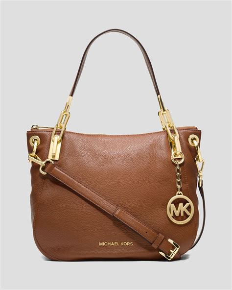 michael kors outlet purses in brown|Michael Kors brown shoulder bag.